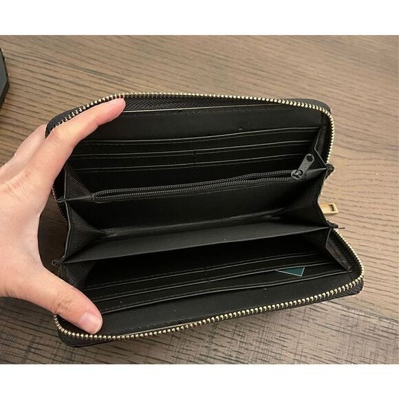 Vegan Leather and Rhinestone Zippered Wallet Featuring Cheetah Print - Picture 5 of 10